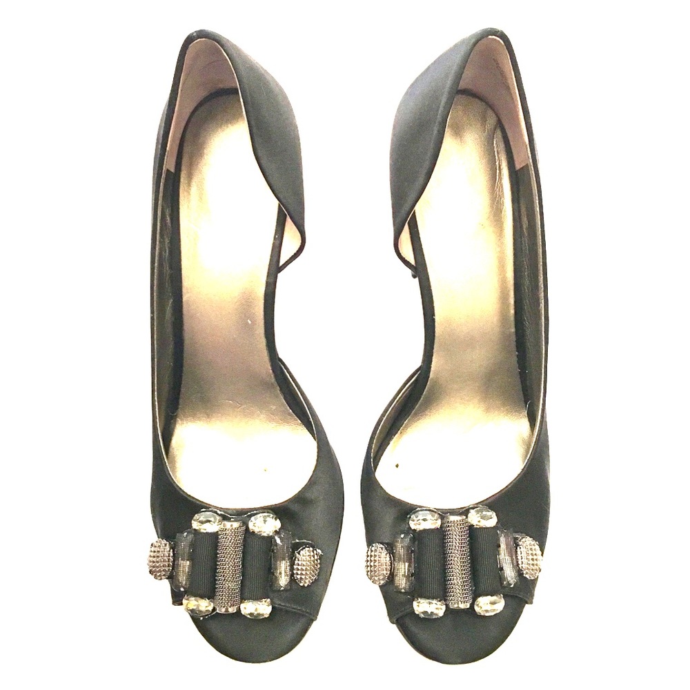 Black Peep Toe Dress Heels - Nine West - 10.5
